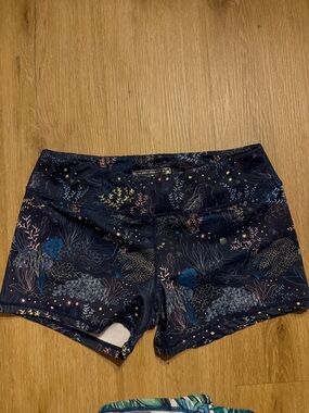 Born Primitive Navy Athletic Shorts with Coral and Teal Accents